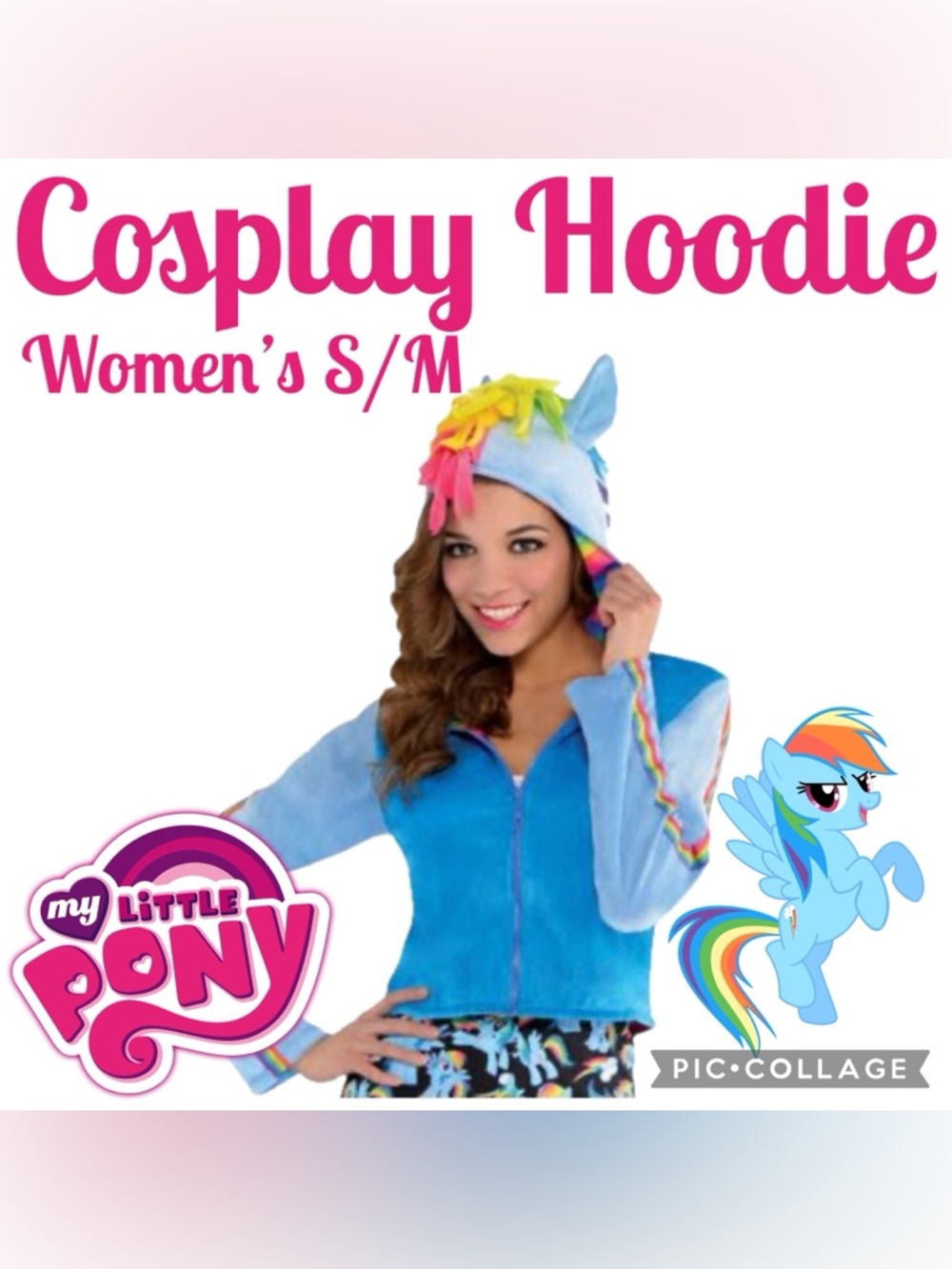 ✨My Little Pony✨Rainbow Dash✨Women’s Cosplay Zip Up Hoodie Size S/M✨